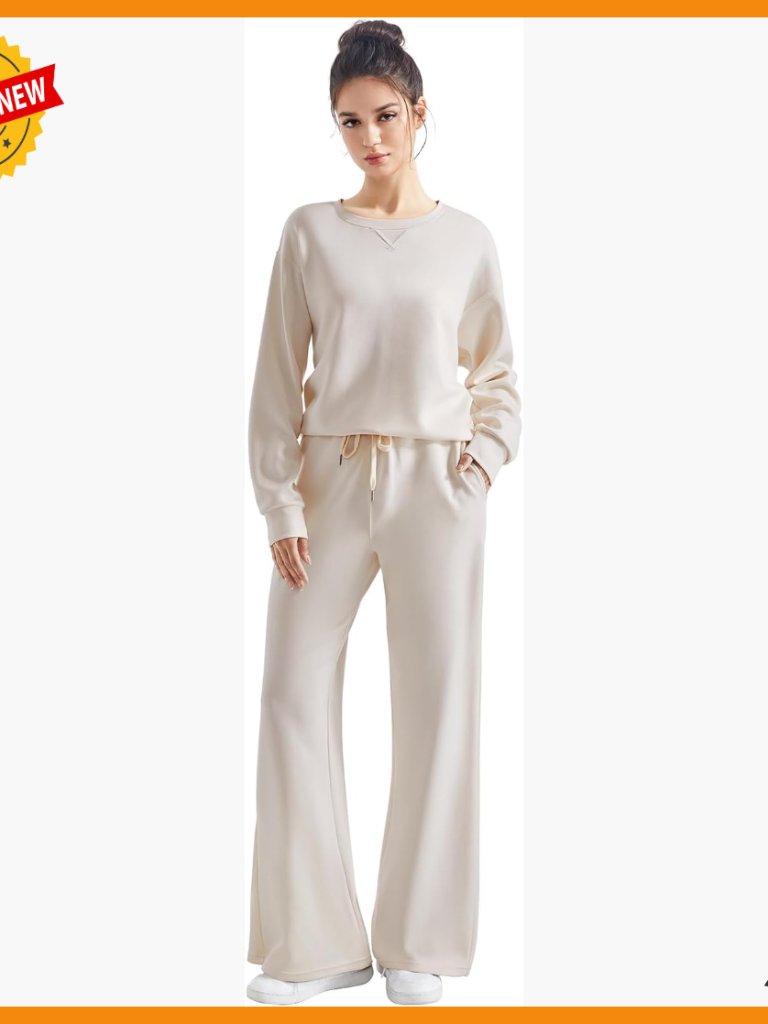 Modal Lounge Set Oversized Sweatshirt Wide Leg Pants 2 Piece